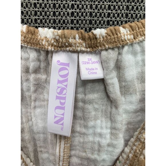 Joyspun Women's Plus Size 3X Tan & White Gauze Top Adjustable Straps - Picture 5 of 8